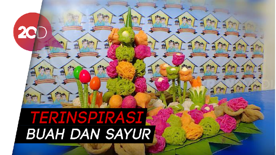 Kreasi Pempek Tumpeng Pelangi Olahan Buah dan Sayur 