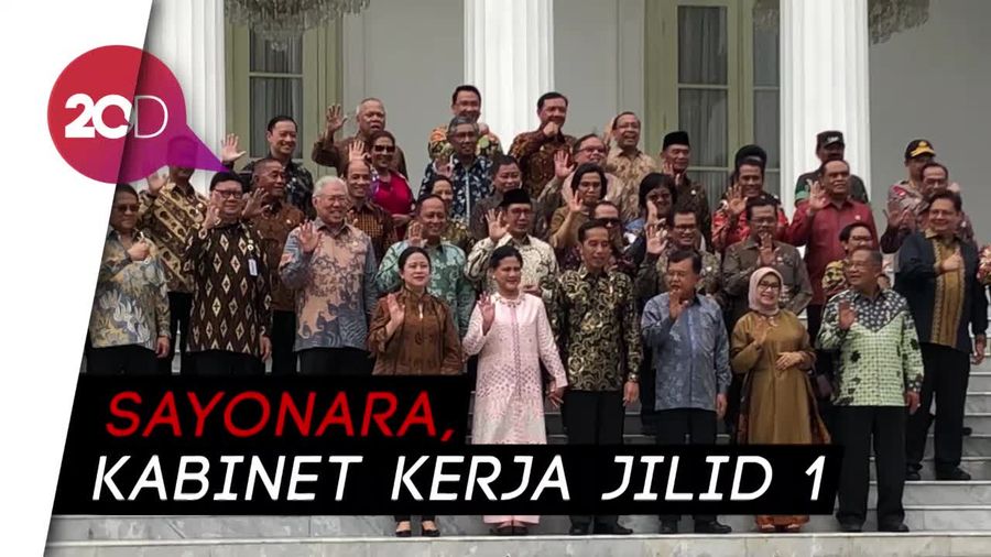 Perpisahan Kabinet, Jokowi-JK Foto-foto Bareng Menteri