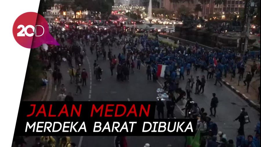 Aksi Mahasiswa-Buruh di Patung Kuda Usai, Massa Bubar Teratur