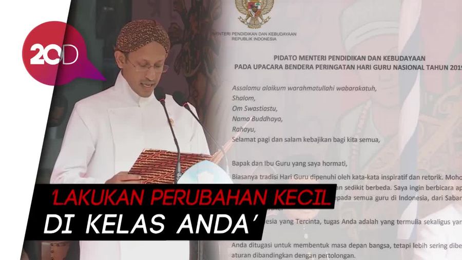 Teks Pidato Mendikbud Nadiem di Hari Guru Bikin Netizen Terkesan