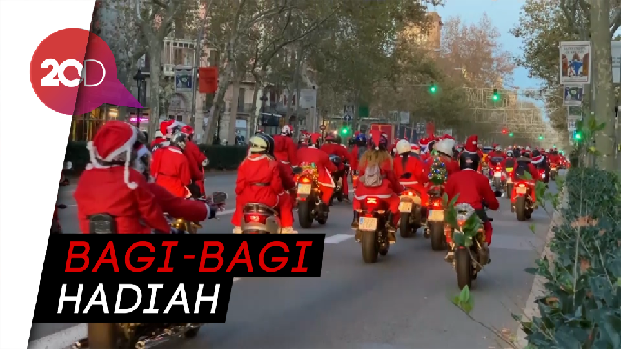 Sambut Natal, Ribuan Santa Claus Touring di Barcelona