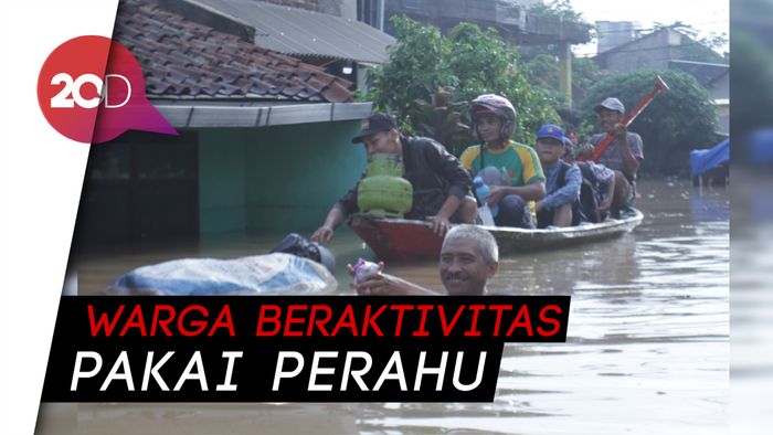 Penampakan Banjir Luapan Citarum Kepung Pemukiman di Dayeuhkolot