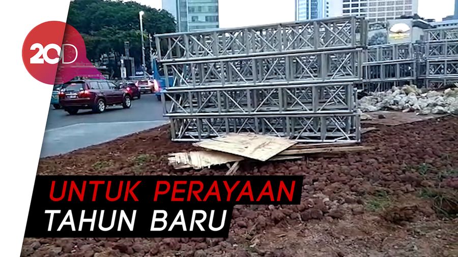 Instalasi Batu Gabion di Bundaran HI Dibongkar