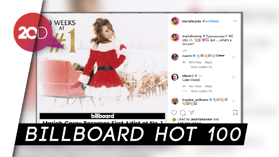 Gokil! Mariah Carey Puncaki Tangga Musik 4 Dekade Berturut-turut