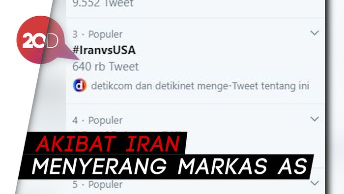 #IranvsUSA Jadi Trending Topic di Twitter