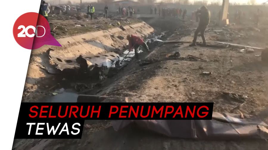 Penampakan Puing-puing Pesawat Ukraina yang Jatuh di Iran