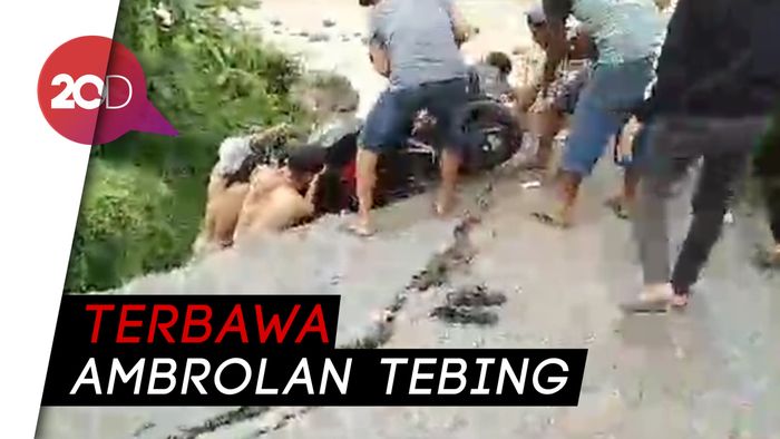 Tebing Jalan Proyek Wisata Air Panas Sukabumi Ambrol, 2 Motor Terseret