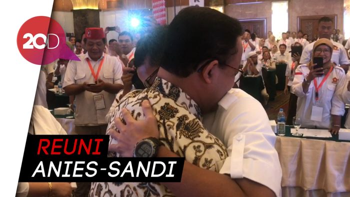 Peluk Hangat Anies-Sandi di Rakerda Gerindra DKI