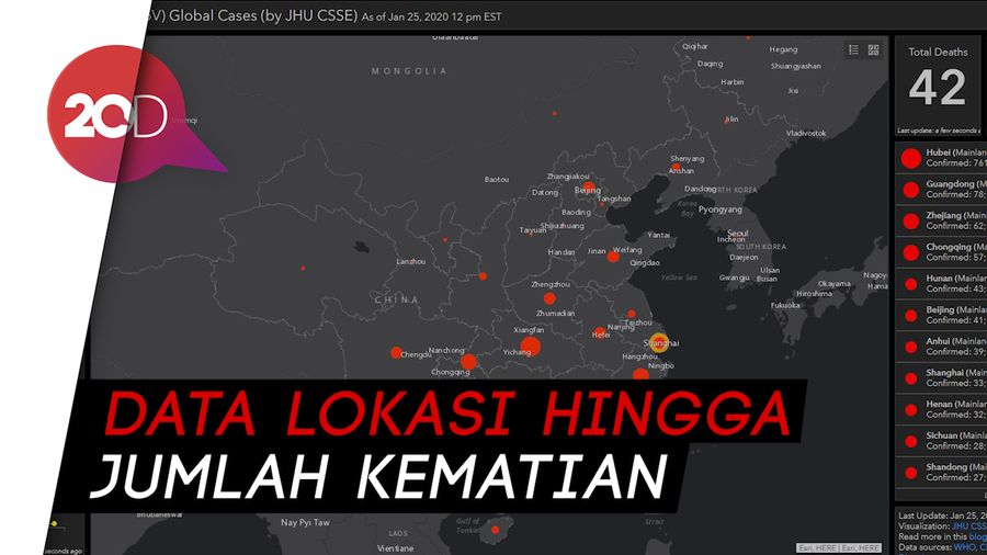 Peta Online untuk Pantau Persebaran Virus Corona