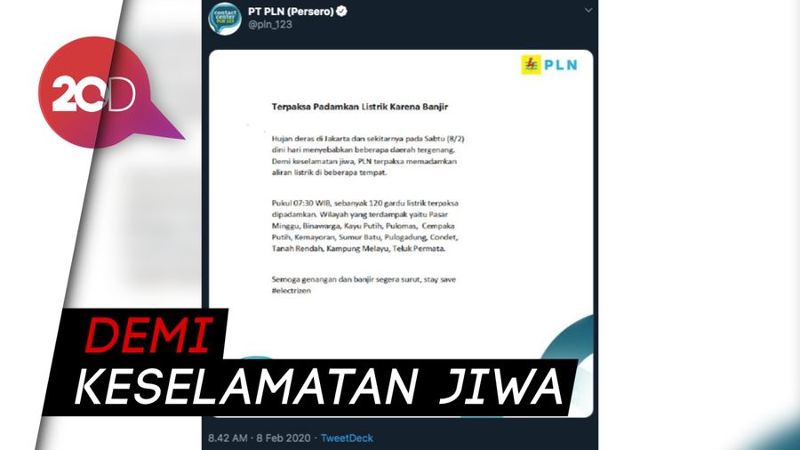 Jakarta Banjir, PLN Padamkan Listrik di Sejumlah Titik
