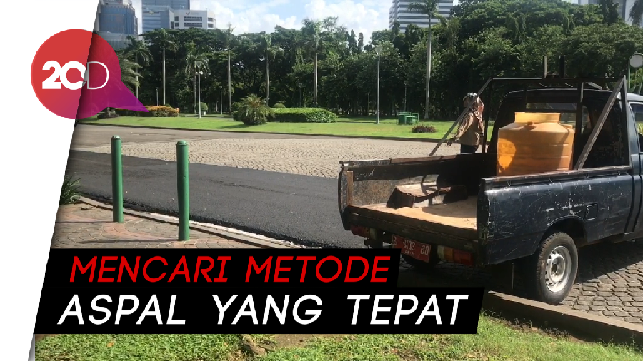 Aspal Untuk Sirkuit Formula-E Diuji Coba di Monas