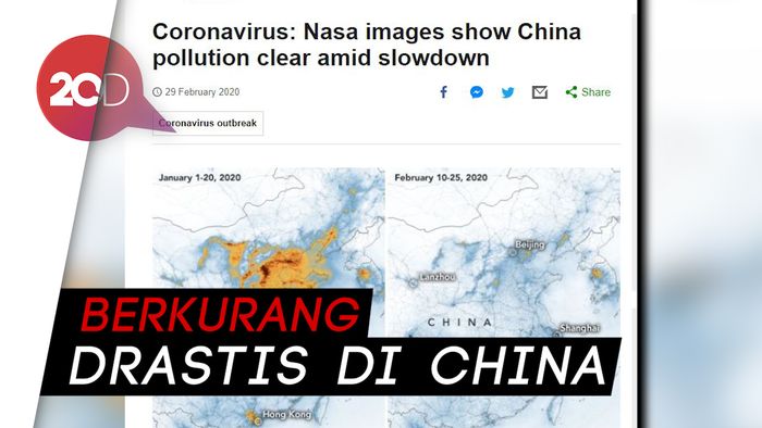 Dampak Virus Corona, NASA Tunjukkan Potret Polusi Berkurang di China 