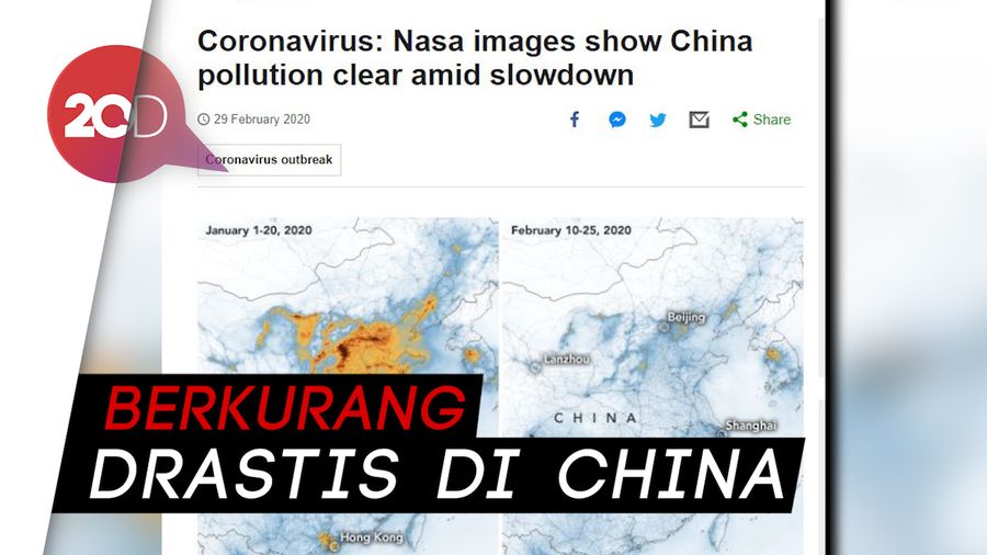 Dampak Virus Corona, NASA Tunjukkan Potret Polusi Berkurang di China 