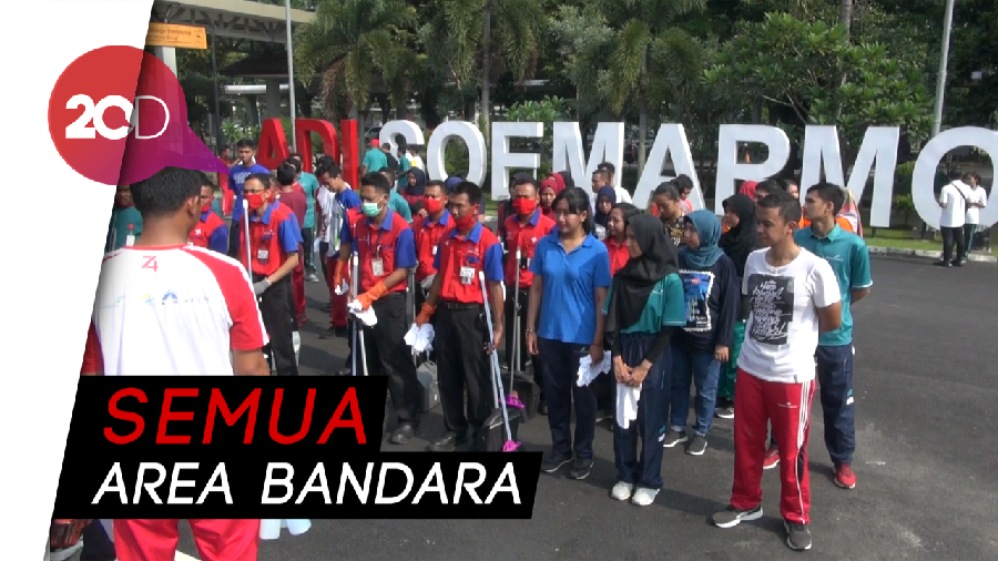 Bersih-bersih Bandara Adi Soemarmo, Cegah Wabah Corona
