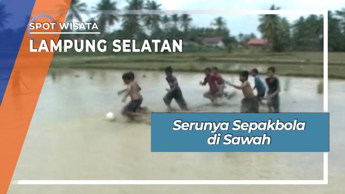 Serunya Sepakbola Sawah Desa Karang Anyar Lampung Selatan
