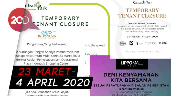 Deretan Mal di Jakarta yang Tutup Imbas Corona COVID-19