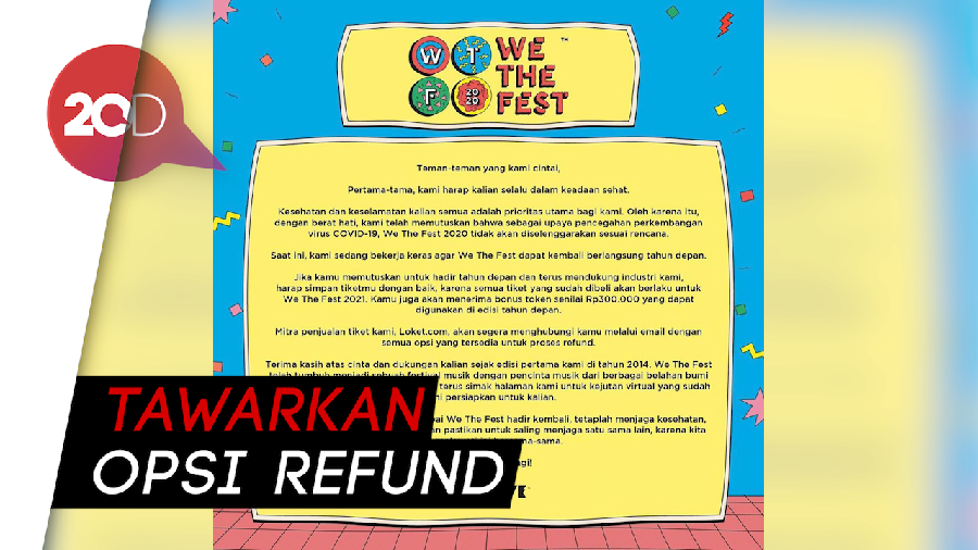 We The Fest 2020 Batal Digelar Gegara Pandemi Corona