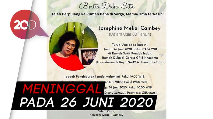 Ibunda Once Mekel Meninggal Dunia