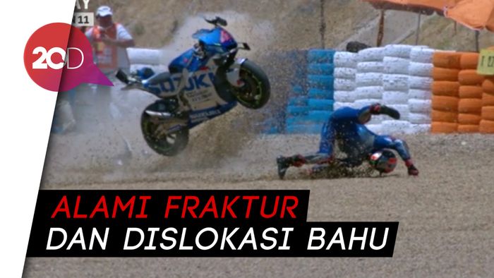 Detik-detik Alex Rins Crash-Motor Melayang di Kualifikasi MotoGP
