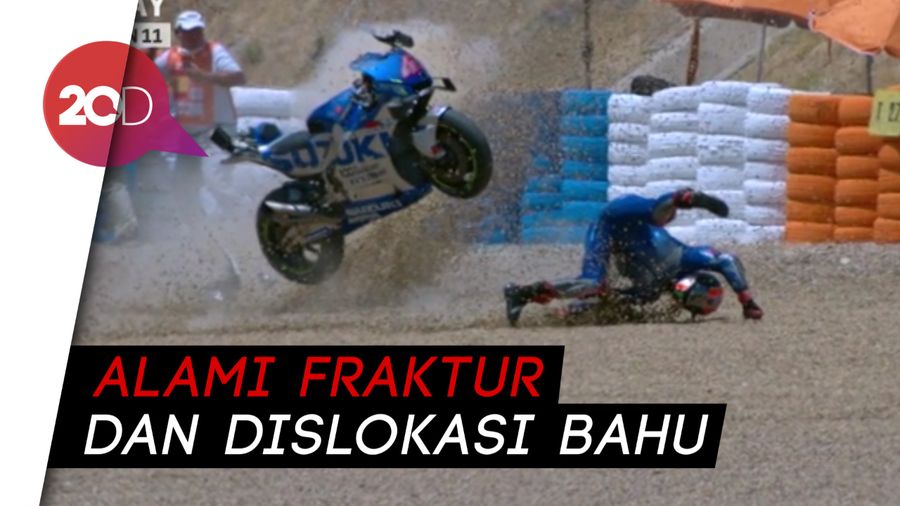 Detik-detik Alex Rins Crash-Motor Melayang di Kualifikasi MotoGP