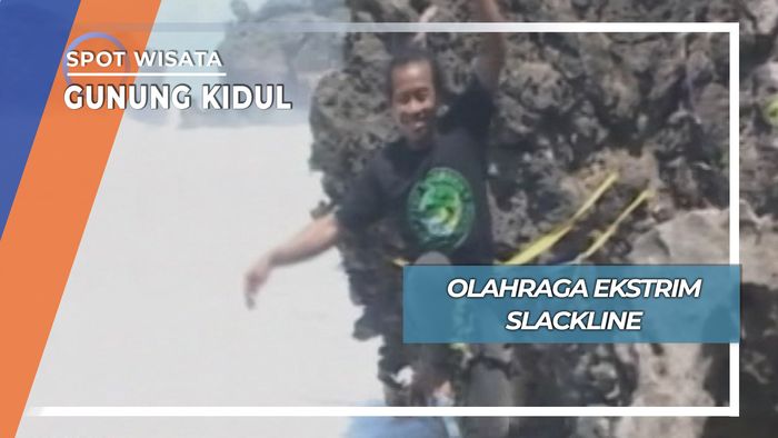 Uji Nyali Slackline Pantai Siung Gunung Kidul