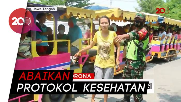 Penumpangnya Berdesakan, Odong-odong Ini Kena Operasi Yustisi