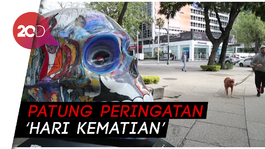 Penampakan 50 Tengkorak Raksasa Mejeng di Jalanan Meksiko