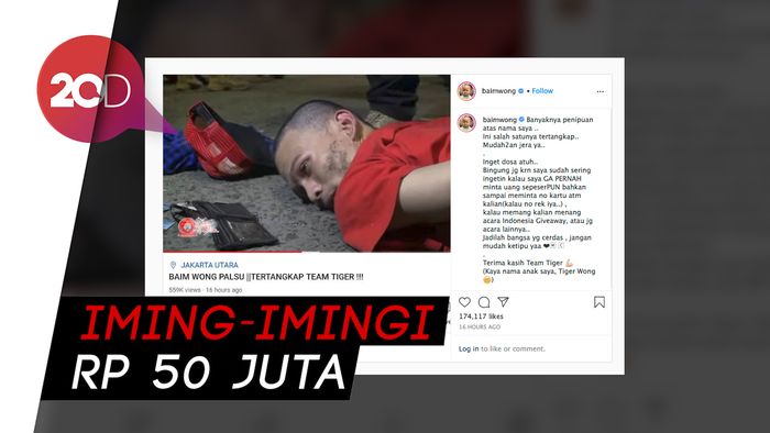Baim Wong Unggah Sosok Oknum yang Catut Namanya untuk Penipuan