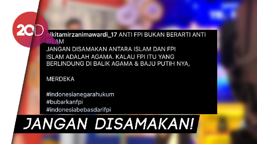 Nikita Mirzani: Anti-FPI Bukan Berarti Anti-Islam