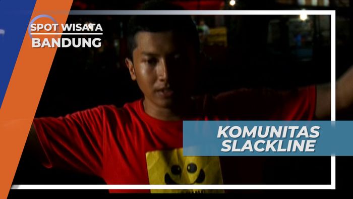 Slackline, Tali Memantul Naik Turun Berusaha Menyeimbangkan Badan, Bandung