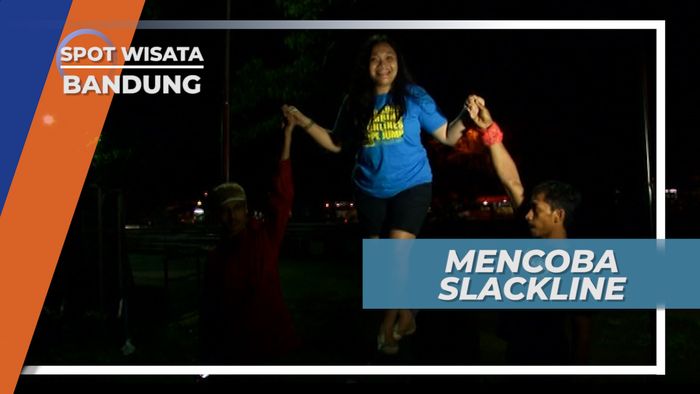 Mencoba Sensasi Slackline, Menyebrangi Tali Pipih Elastis, Bandung