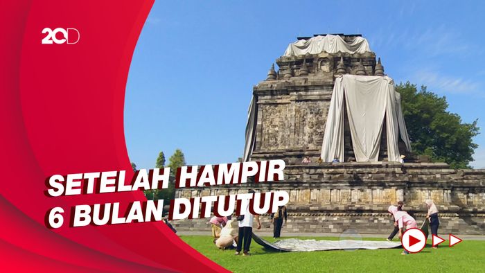 Aman dari Erupsi Merapi, Terpaulin Candi Mendut Dibuka