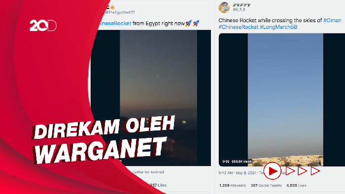 Rekaman Roket China Long march 5B Sebelum Jatuh ke bumi
