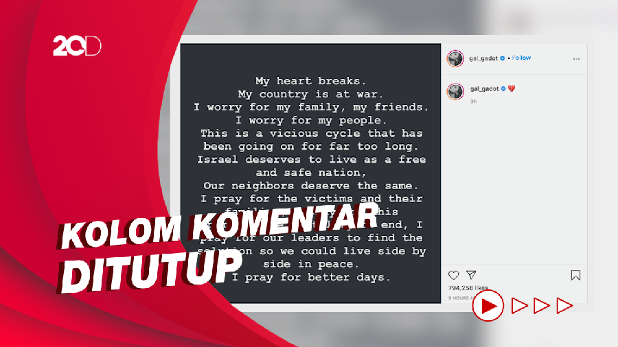 Komentar Gal Gadot soal Konflik Israel-Palestina Jadi Sorotan