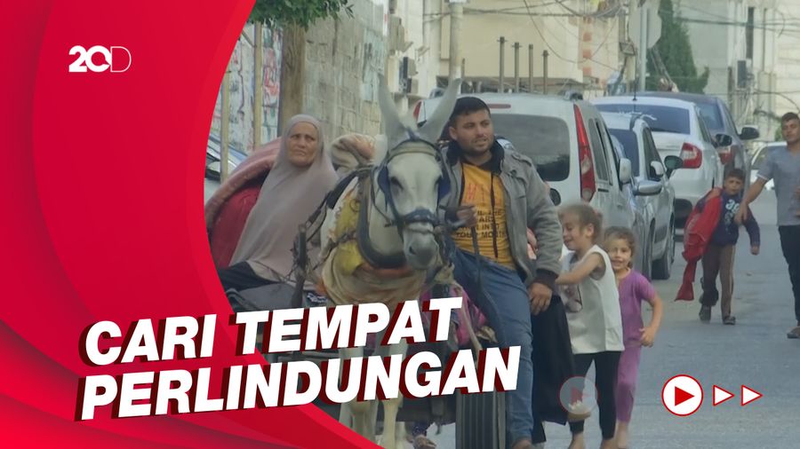 Berlindung dari Serangan Israel, Warga Palestina Kabur Naik Keledai