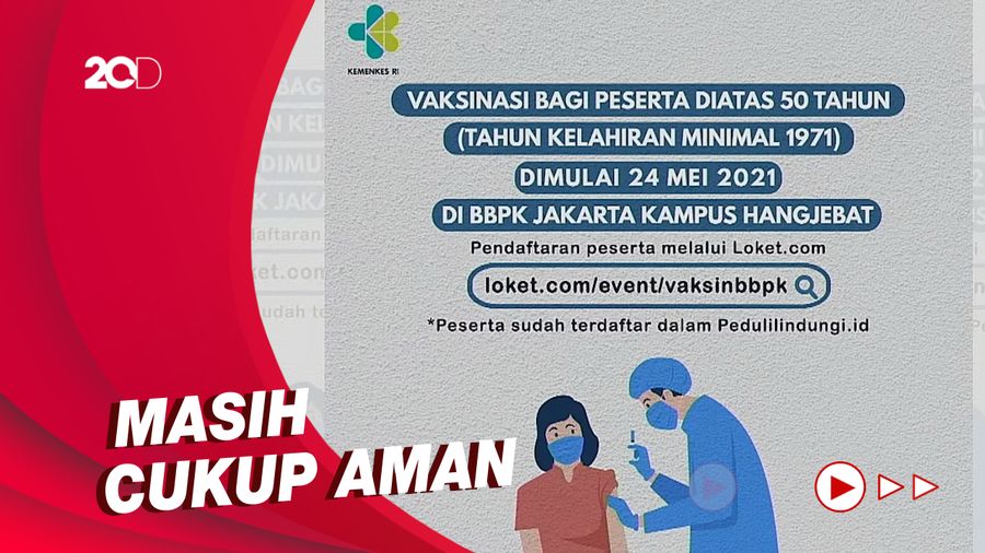 Warga Berusia di Atas 50 Tahun Bisa Vaksinasi di BBPK Jakarta