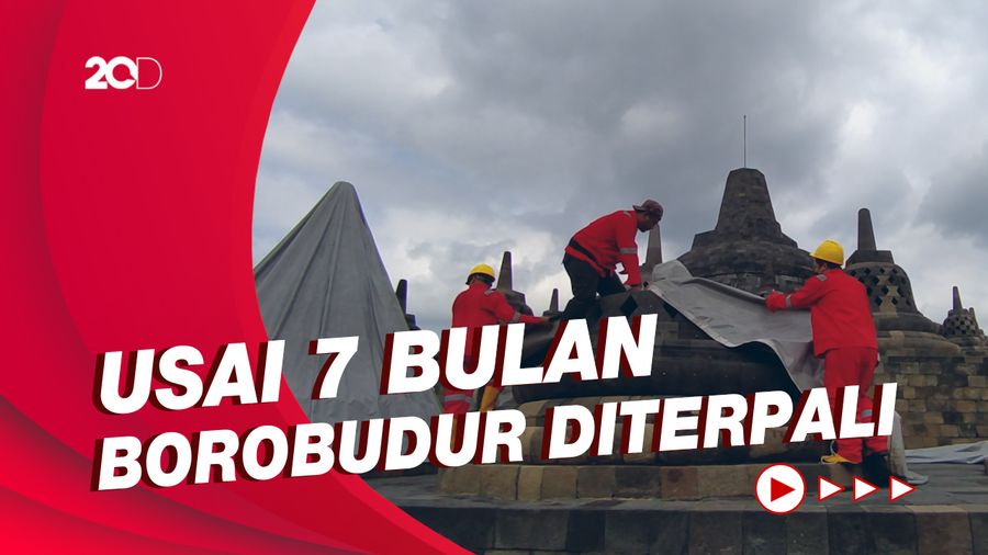 Pasca Erupsi Merapi, Terpal Penutup Borobudur Dibuka Kembali