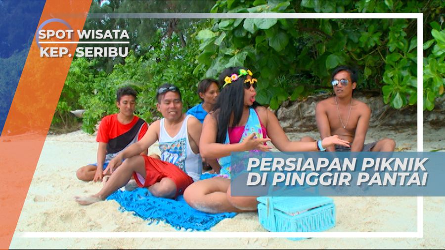 Persiapan Piknik di Tepi Pantai Pulau Perak Kepulauan Seribu