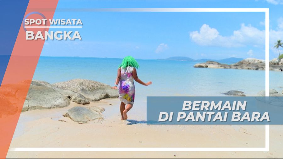 Asiknya Bermain Air di Pantai Bara Pulau Bangka
