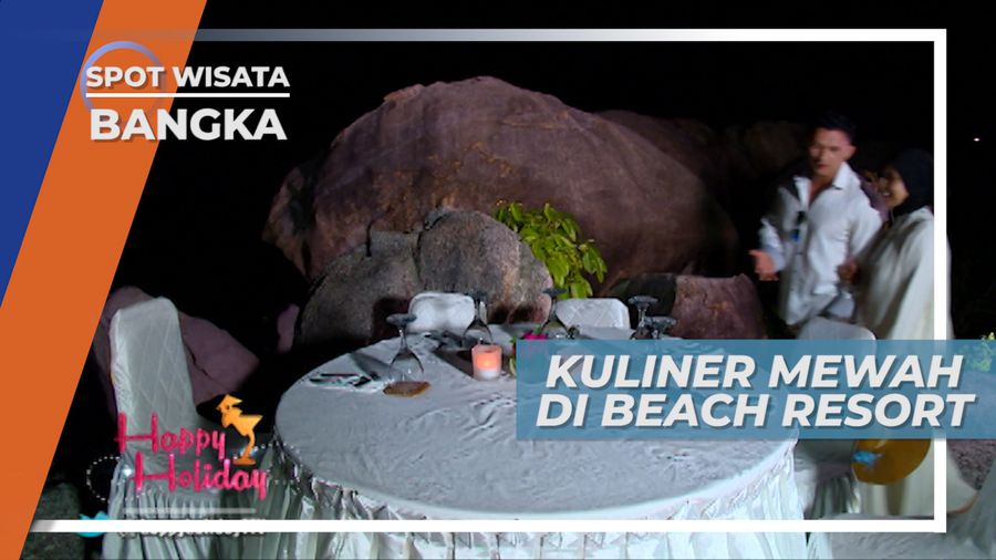 Persiapan Santap Malam di Tepi Pantai Bara Pulau Bangka