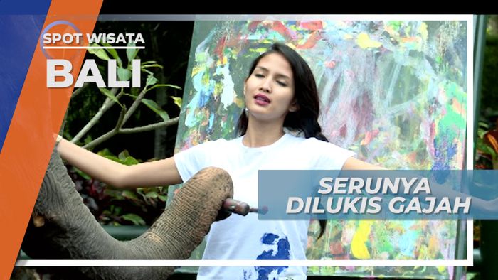 Aksi Gajah Tegallalang Bali Melukis Pada Kaos Berwarna Putih