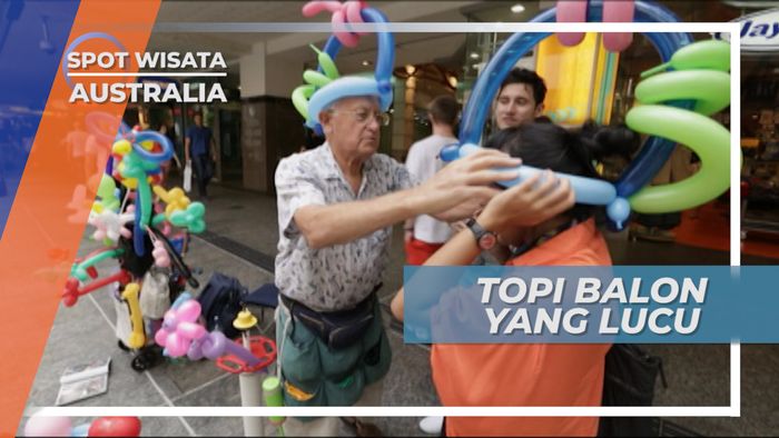 Topi Balon Lucu, Kreatifitas Unik Seniman di Brisbane Square Australia