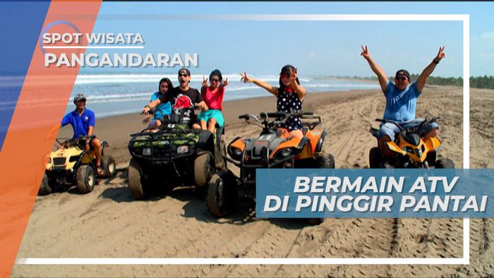 Manuver Asik Dengan ATV di Atas Pasir Tepi Pantai Timur Pangandaran Jawa Barat
