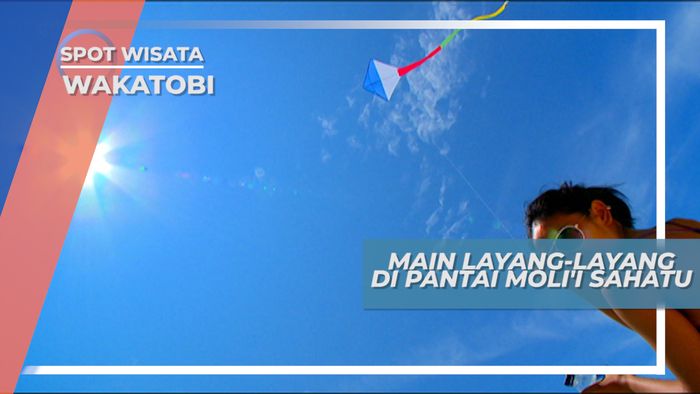 Main Layang-Layang Bersama Teman-Teman Di Pantai Molii Sahatu Wakatobi Sulawesi Tenggara