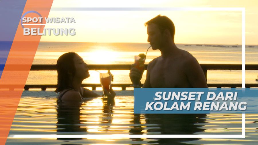 Menikmati Cantiknya Seberkas Sinar Senja dari Kolam Renang, Belitung