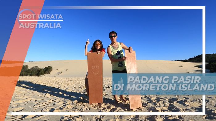 Sand Tobboganing, Padang Pasir di Moreton Island Queensland Australia