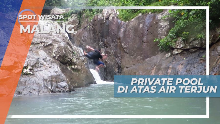Banyu Anjlok, Keren Banget, Privat Pool Alami di Atas Air Terjun, Malang