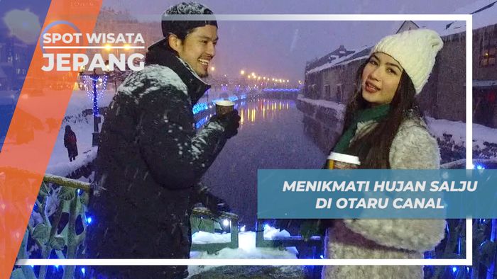 Menikmati Matahari Tenggelam Berhujan Salju di Otaru Canal Hokkaido Jepang
