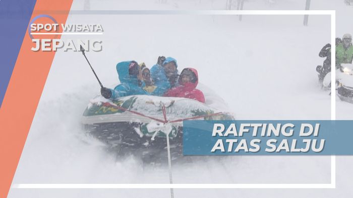 Snow Rafting, Perahu Karet yang ditarik Di Atas Salju, Jepang