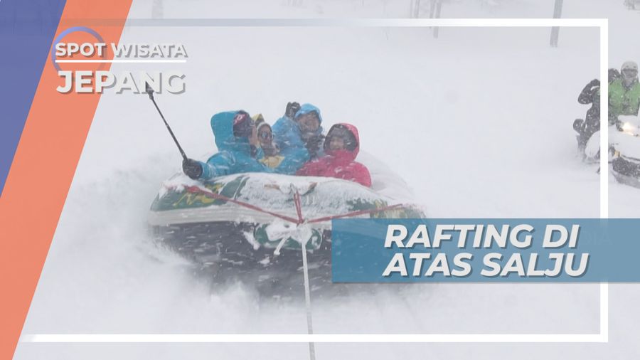 Snow Rafting, Perahu Karet yang ditarik Di Atas Salju, Jepang
